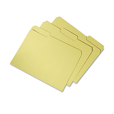 AbilityOne 7530015664136, SKILCRAFT Recycled File Folders, 1/3-Cut 2-Ply Tabs: Assorted, Letter Size, 0.75" Expansion, Yellow, 100/Box