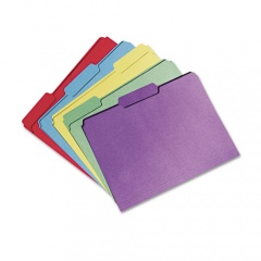 AbilityOne 7530015664138 SKILCRAFT Recycled File Folders, 1/3-Cut 1-Ply Tabs: Assorted, Letter, 0.75" Expansion, Assorted Colors, 100/BX