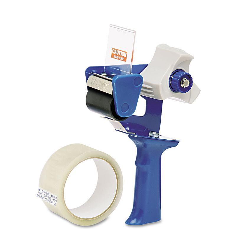 AbilityOne 7520015664139, SKILCRAFT Retractable Blade Tape Dispenser with One Roll of Tape, 3" Core, For Rolls Up to 2" x 30 yds, Blue