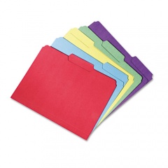 AbilityOne 7530015664143 SKILCRAFT Recycled File Folders, 1/3-Cut 2-Ply Tabs: Assorted, Letter, 0.75" Expansion, Assorted Colors, 100/BX