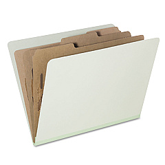 AbilityOne 7530015726207, SKILCRAFT Classification Folder, 3" Expansion, 3 Dividers, 8 Fasteners, Letter Size, Green Exterior, 10/Pack