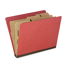 AbilityOne 7530015726208, SKILCRAFT Classification Folder, 3" Expansion, 3 Dividers, 8 Fasteners, Letter Size, Earth Red, 10/Pack