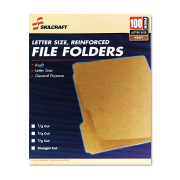 AbilityOne 7530006630031 SKILCRAFT Medium File Folder, Straight Tabs, Letter Size, 0.75" Expansion, Brown, 100/Box