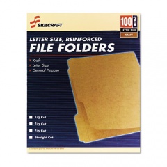 AbilityOne 7530006630031 SKILCRAFT Medium File Folder, Straight Tabs, Letter Size, 0.75" Expansion, Brown, 100/Box