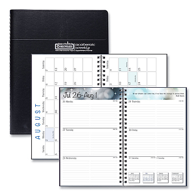 House of Doolittle Recycled Academic Weekly/Monthly Appointment Planner, 8 x 5, Black Cover, 13-Month: Aug 2025 to Aug 2026 (27502)