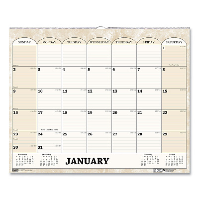 House of Doolittle Recycled Monthly Horizontal Wall Calendar, Marble Stone Artwork, 14.88 x 12, White/Sand Sheets, 12-Month (Jan to Dec): 2026 (319)