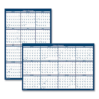 House of Doolittle Recycled Yearly Reversible Wall Calendar Non-Laminated, 24 x 37, White/Blue Sheets, 12-Month (Jan to Dec): 2026 (3990)