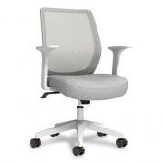 Union & Scale Essentials Mesh Back Fabric Task Chair with Arms, Supports Up to 275 lb, Gray Fabric Seat, Gray Mesh Back, White Base (24419911)