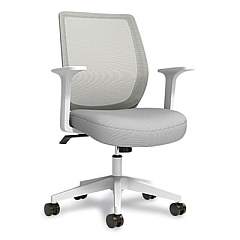 Union & Scale Essentials Mesh Back Fabric Task Chair with Arms, Supports Up to 275 lb, Gray Fabric Seat, Gray Mesh Back, White Base (UOS24419911)
