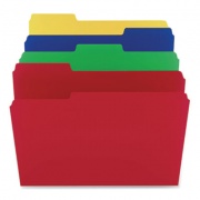 TRU RED Heavyweight Plastic File Folders, 1/3-Cut Tabs: Assorted, Letter Size, Assorted Colors, 24/Pack (439328)