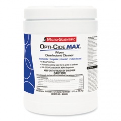 Opti-Cide Max Disinfectant Wipes, 1-Ply, 6 x 6.75, Unscented, White, 160/Canister, 12 Canisters/Carton (M60034)