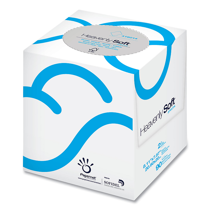 Papernet Heavenly Soft Facial Tissue, 2-Ply, White, 90/Cube Box, 36 Boxes/Carton (SOD416014)