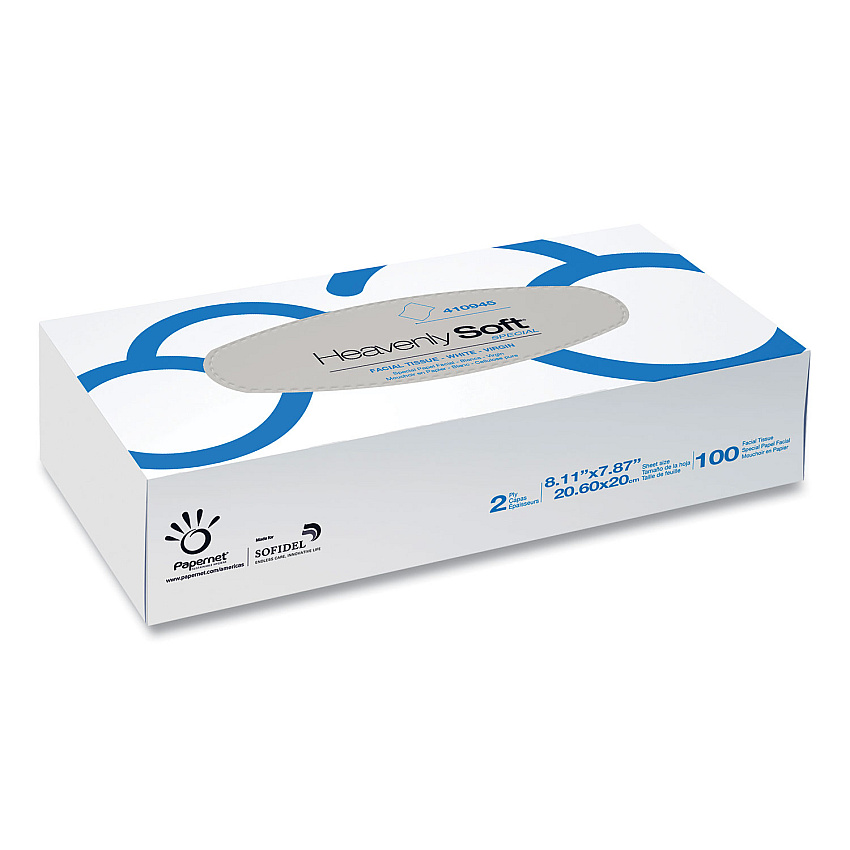 Papernet Heavenly Soft Facial Tissue, 2-Ply, White, 100/Flat Box, 30 Boxes/Caton (SOD410945)