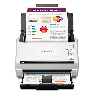 Epson DS-770 II Color Duplex Document Scanner, 600 dpi Optical Resolution, 100-Sheet Duplex Auto Document Feeder (B11B262201)