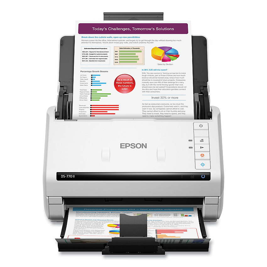 Epson DS-770 II Color Duplex Document Scanner, 600 dpi Optical Resolution, 100-Sheet Duplex Auto Document Feeder (B11B262201)