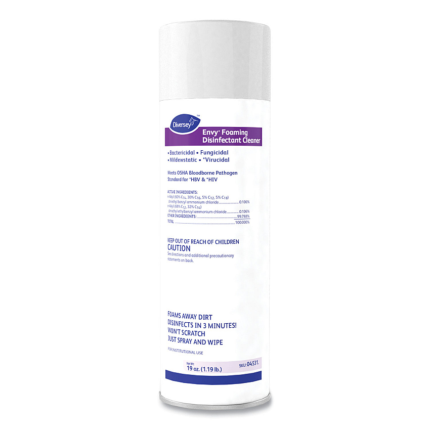 Diversey Envy Foaming Disinfectant Cleaner, Lavender Scent, 19 oz Aerosol Spray (DVO04531EA)
