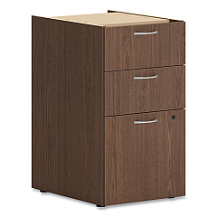 HON Mod Support Pedestal, Left or Right, 3-Drawers: Box/Box/File, Legal/Letter, Sepia Walnut, 15" x 20" x 28" (HONPLPSBBFLE1)