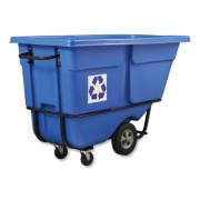 Rubbermaid Commercial Rotomolded Recycling Tilt Truck, Rectangular, Plastic with Steel Frame, 1 cu yd, 1,250 lb Capacity, Blue (2089826)