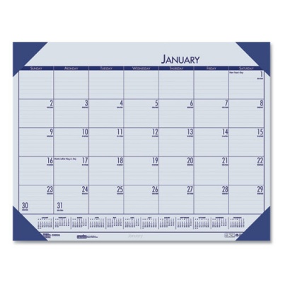 House of Doolittle EcoTones Recycled Monthly Desk Pad Calendar, 22 x 17, Ocean Blue Sheets/Corners, Black Binding, 12-Month (Jan-Dec): 2023 (12440)