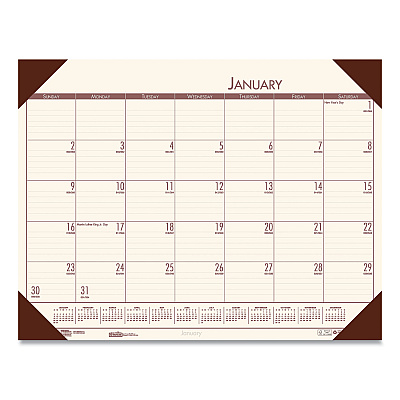 House of Doolittle EcoTones Recycled Monthly Desk Pad Calendar, 22 x 17, Moonlight Cream Sheets, Brown Corners, 12-Month (Jan to Dec): 2026 (12441)