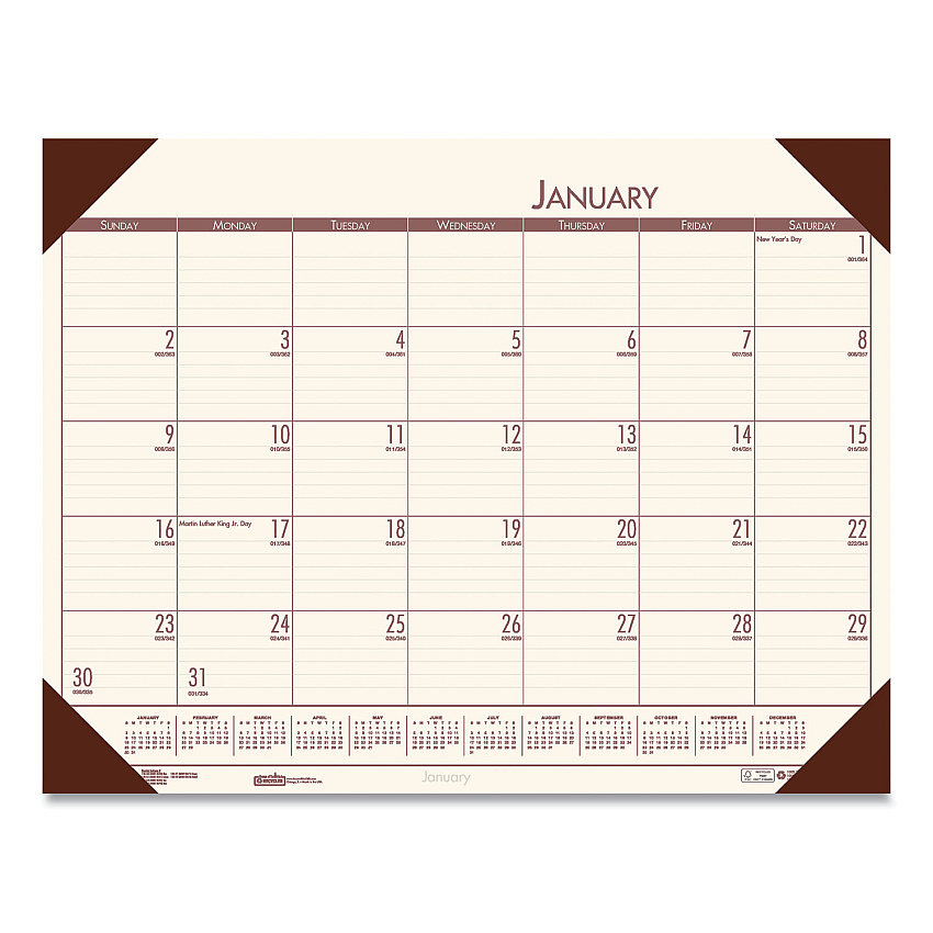 House of Doolittle EcoTones Recycled Monthly Desk Pad Calendar, 22 x 17, Moonlight Cream Sheets, Brown Corners, 12-Month (Jan to Dec): 2026 (12441)