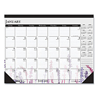 House of Doolittle Recycled Desk Pad Calendar, Wild Flowers Artwork, 18.5 x 13, White Sheets, Black Binding/Corners,12-Month (Jan-Dec): 2026 (1976)
