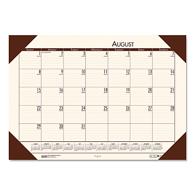 House of Doolittle EcoTones Recycled Academic Desk Pad Calendar, 18.5 x 13, Cream Sheets, Brown Corners, 12-Month (Aug to July): 2025 to 2026 (012541)