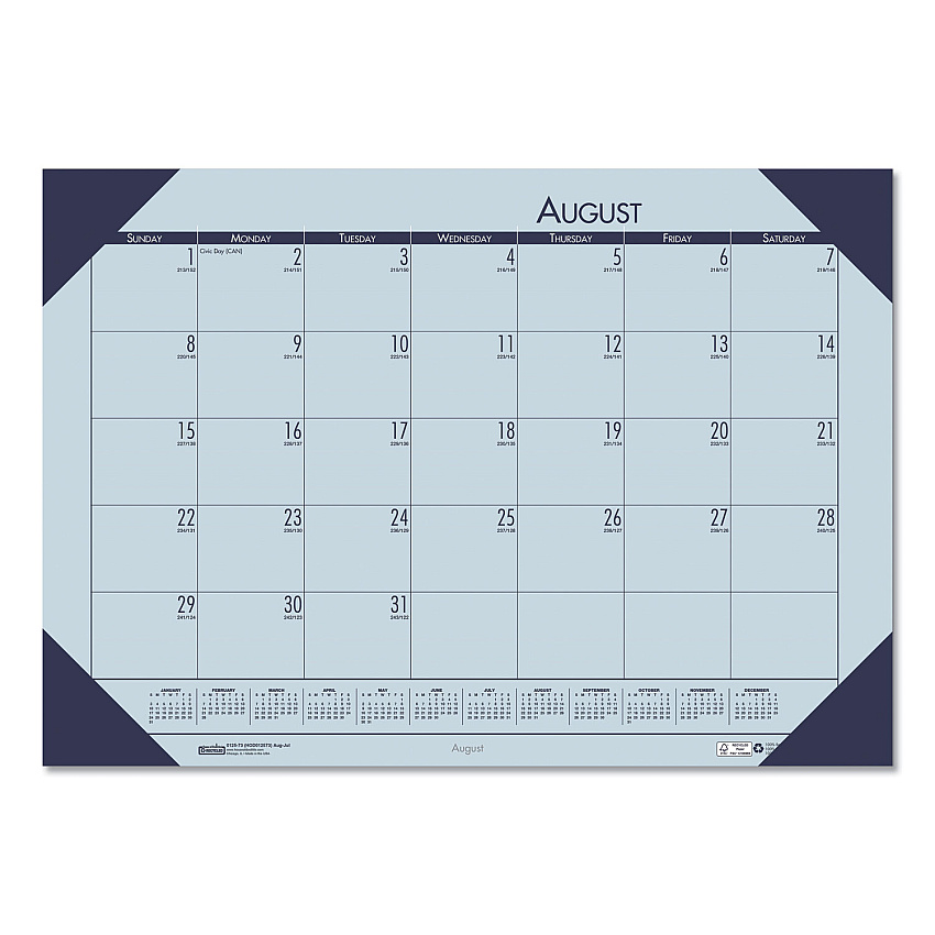 House of Doolittle EcoTones Recycled Academic Desk Pad Calendar, 18.5 x 13, Orchid Sheets, Cordovan Corners, 12-Month (Aug to July): 2025-2026 (012573)