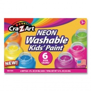 Cra-Z-Art Neon Washable Kids' Paint, 6 Assorted Neon Colors, 2 oz Bottle, 6/Pack (106466)