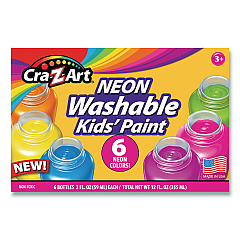 Cra-Z-Art Neon Washable Kids' Paint, 6 Assorted Neon Colors, 2 oz Bottle, 6/Pack (CZA106466)