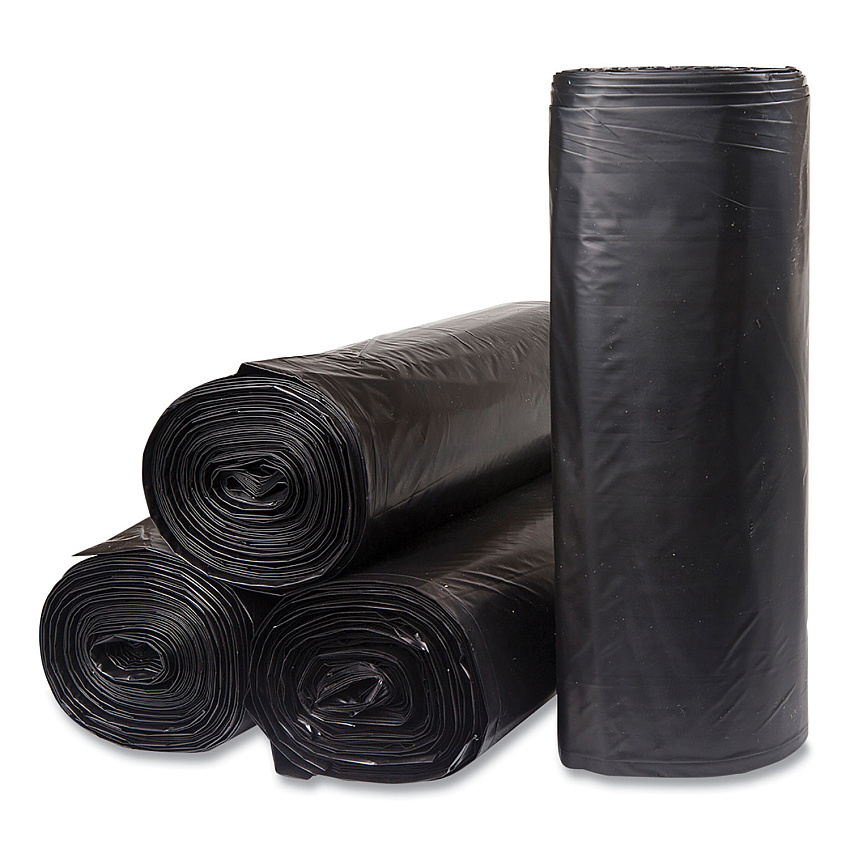 Inteplast Group Low-Density Commercial Can Liners, 45 gal, 1.2 mil, 40" x 46", Black, Interleaved Roll, 10 Bags/Roll, 10 Rolls/Carton (IBSECI404612K)