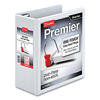 Cardinal Premier Easy Open ClearVue Locking Slant-D Ring Binder, 3 Rings, 4" Capacity, 11 x 8.5, White (CRD10340)