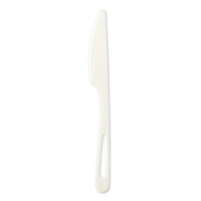 World Centric TPLA Compostable Cutlery, Knife, 6.7", White, 1,000/Carton (KNPS6)