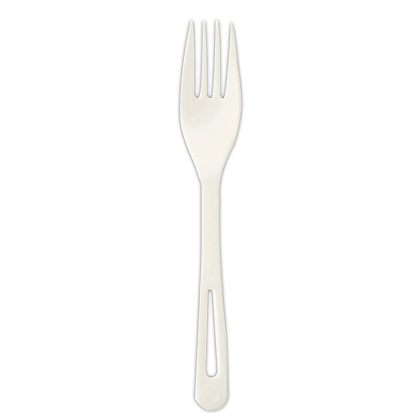 World Centric TPLA Compostable Cutlery, Fork, 6.3", White, 1,000/Carton (WORFOPS6)