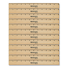 Westcott Beveled Wood Ruler, Standard, 12" Long, Natural Hardwood, 12/Pack (ACM17720)