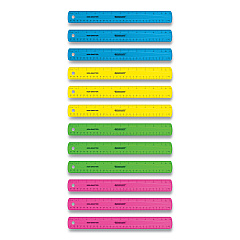 Westcott Non-Shatter Flexible Ruler, Standard/Metric, 12" (30 cm) Long, Plastic, Assorted Translucent Colors, 12/Box (ACM17721)