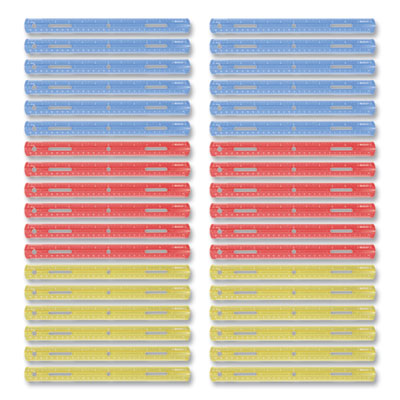 Westcott Plastic Ruler, Standard/Metric, 12" (30 cm) Long, Assorted Translucent Colors (ACM17722)
