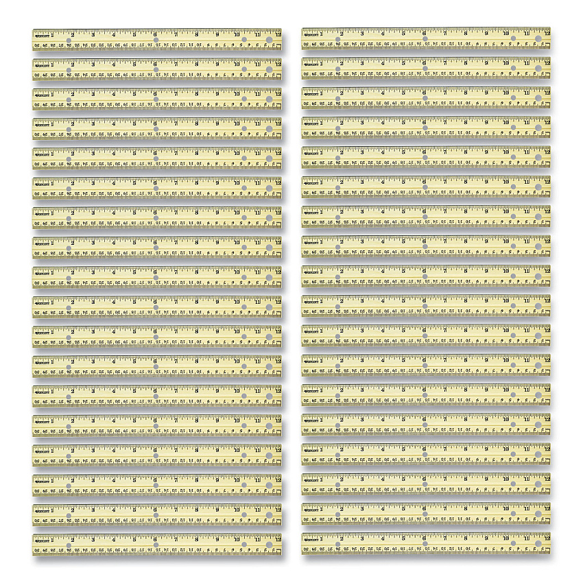 Westcott Three-Hole Punched Wood Ruler, Standard/Metric, 12" (30 cm) Long, Natural Wood, 36/Box (ACM17724)