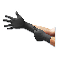 Ansell MICROFLEX MidKnight Powder-Free Nitrile Gloves, 4.7 mil Palm, 5.9 mil Fingers, 2X-Large, Black, 100/Box (ANSMK296XXL)