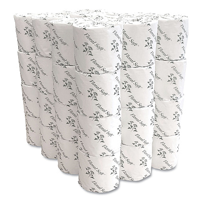 Floral Soft 2-Ply Standard Bathroom Tissue, Septic Safe, White, 400 Sheets/Roll, 48 Rolls/Carton (APAB448)