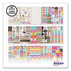 Avery Planner Sticker Variety Pack for Moms, Budget, Family, Fitness, Holiday, Work, Assorted Colors, 1,820/Pack (AVE6780)