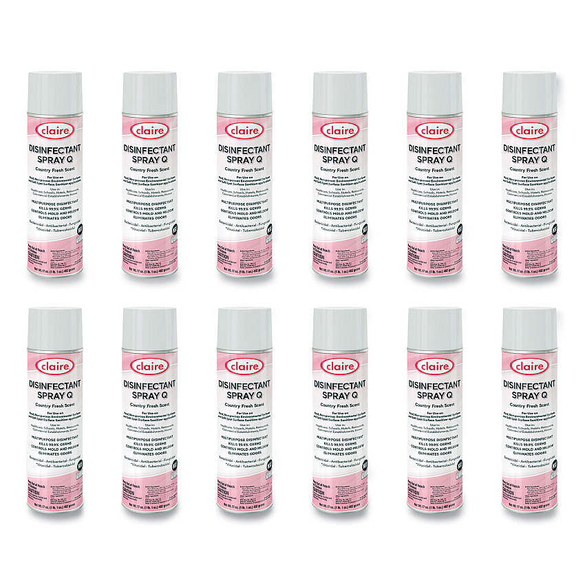Claire Spray Q Disinfectant, Country Fresh Scent, 17 oz Aerosol Spray, 12/Carton (CGCCL1001)