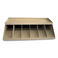 CONTROLTEK Coin Wrapper and Bill Strap Single-Tier Rack, 6 Compartments, 10 x 8.5 x 3, Steel, Pebble Beige (CNK500014)