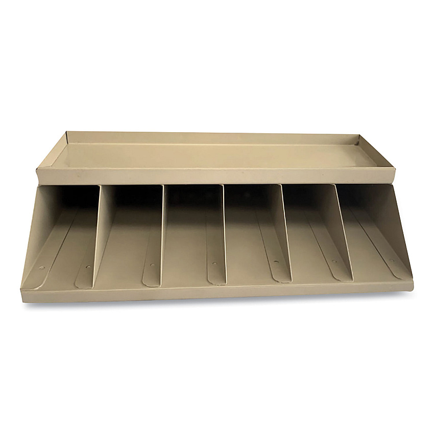 CONTROLTEK Coin Wrapper and Bill Strap Single-Tier Rack, 6 Compartments, 10 x 8.5 x 3, Steel, Pebble Beige (CNK500014)