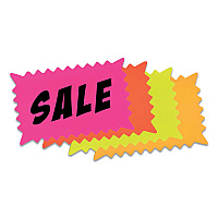 COSCO Write-On Do It Yourself Sign, Rectangular Burst, Die-Cut Paper, 10.13 x 6.38, Assorted Fluorescent Colors, 36/Pack (COS090251)