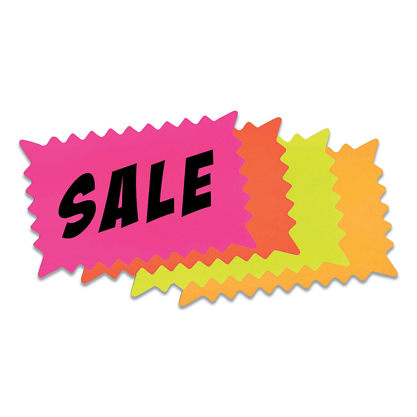 COSCO Write-On Do It Yourself Sign, Rectangular Burst, Die-Cut Paper, 10.13 x 6.38, Assorted Fluorescent Colors, 36/Pack (COS090251)