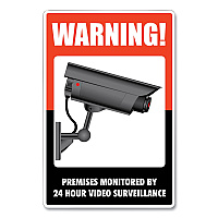 COSCO UV-Coated Preprinted Molded-Plastic Sign, 24-Hour Video Surveillance, 8 x 12, Black/Red/White (COS098381)