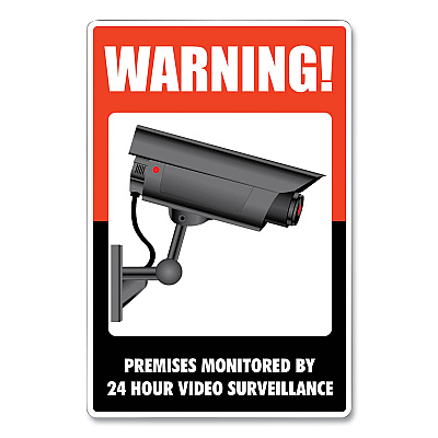 COSCO UV-Coated Preprinted Molded-Plastic Sign, 24-Hour Video Surveillance, 8 x 12, Black/Red/White (COS098381)