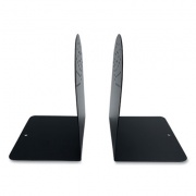 Huron Steel Bookends, Contemporary Style, Nonskid, 4.75 x 5.5 x 7.25, Black, 1 Pair (HASZ0095)