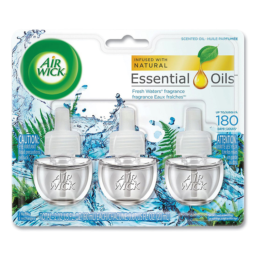 Air Wick Scented Oil Refill, Fresh Waters, 0.67 oz, 3/Pack, 6 Packs/Carton (RAC84473)